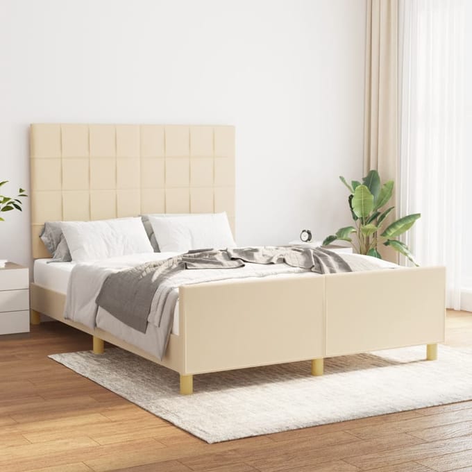 vidaXL - Bedframe - zonder - matras - stof - crèmekleurig - 140x200 - cm