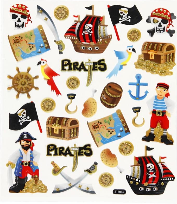 Piraten stickervel met gekleurde piraat stickers
