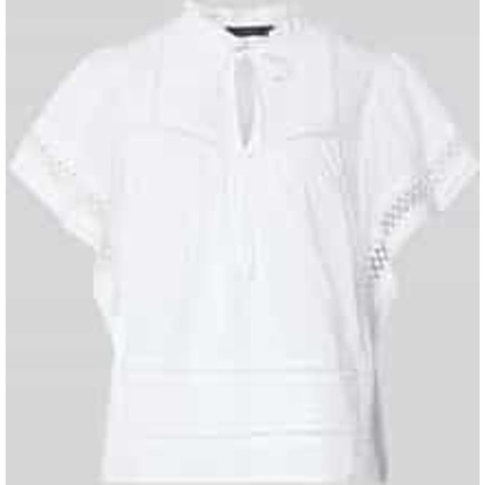 regular fit blouse met vetersluiting en ajourwerk