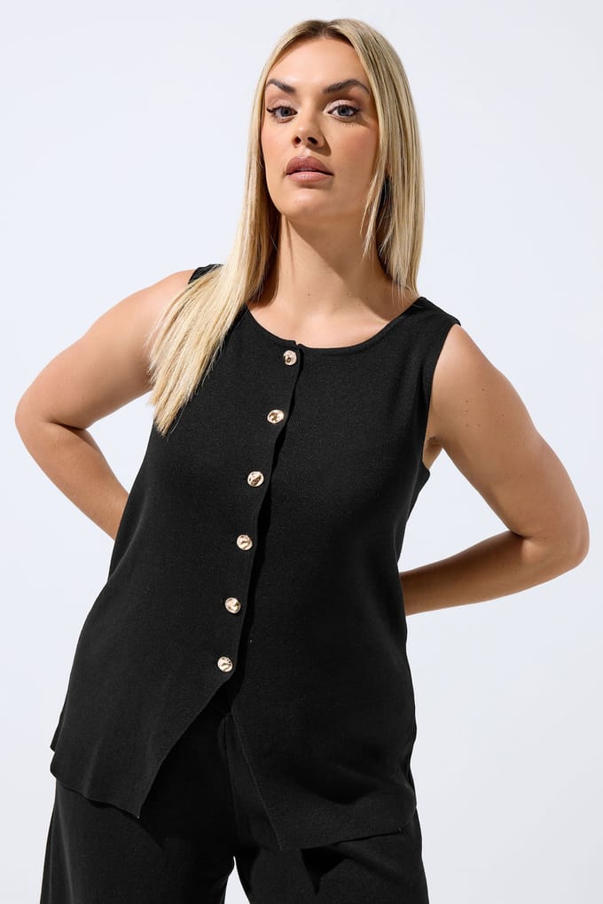 Limited Collection Zwart Gebreid Gilet Size 40