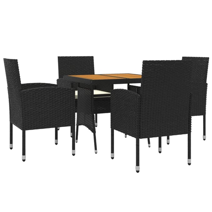 vidaXL - 5-delige - Tuinset - poly - rattan - zwart