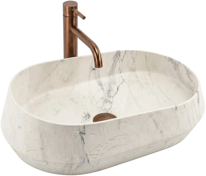 Rea - Zoe Marlo - Wastafel - Beige, Steenimitatie - 59X38X17Cm
