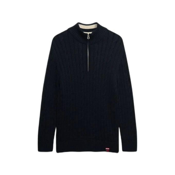 Superdry - Slouchy Cable Halve Rits Trui - Dames - Sweaters