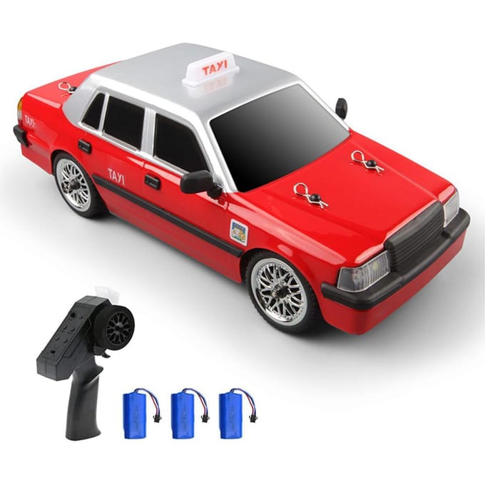 Afstandsbediening Auto, 2.4GHz Afstandsbediening Raceauto met Drift Banden Lichten 3 Batterijen, 3 Battery rood