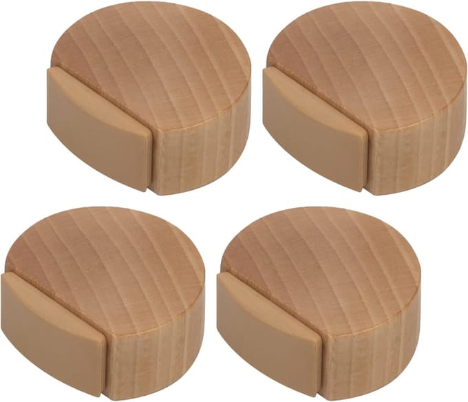 Pack of 4 Door Stopper - Door Stopper - Wood Stickers for Parquet (Beech, Nature), Discreet and Elegant