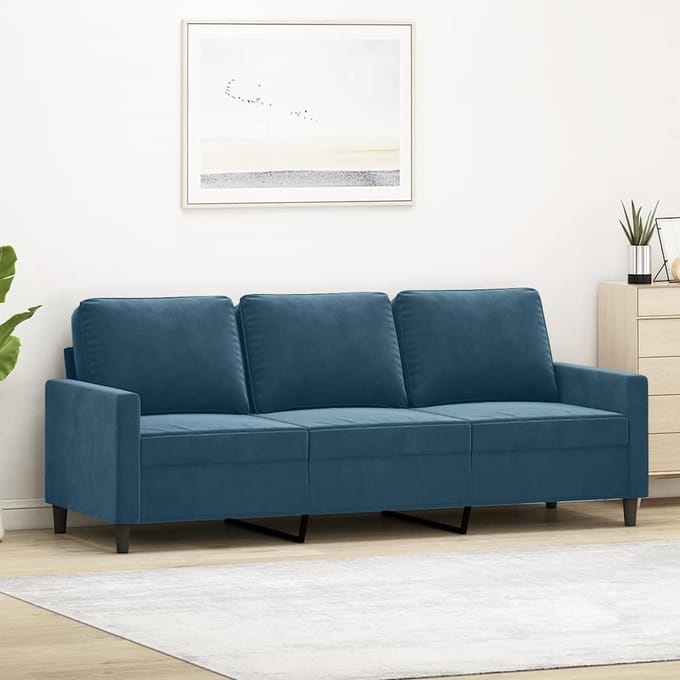 Vidaxl Bank 3-Zits, Blauw, 180 Cm, Bekleed met Fluweel