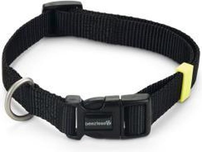 Beeztees nylon halsband Uni zwart 35 - 50 cm x 20 mm