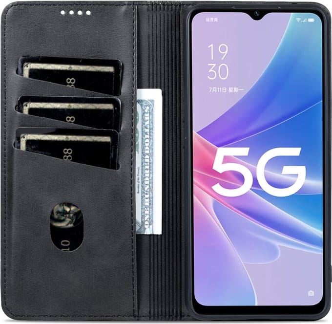 Geschikt voor Oppo A78 Wallet Book Case Hoesje Kunstleer Zwart