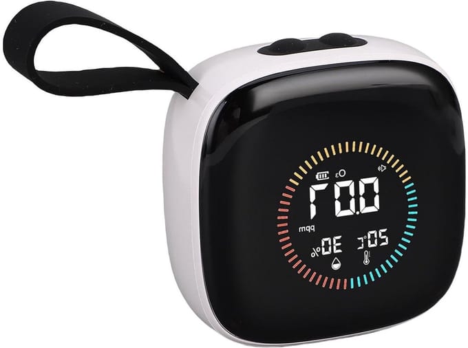 Ozonmeter Temperatuur Vochtigheid - Luchtkwaliteit Monitor - Luchtkwaliteit Testen - 3-in-1 Realtime Meting - 0-50 PPM - Wit