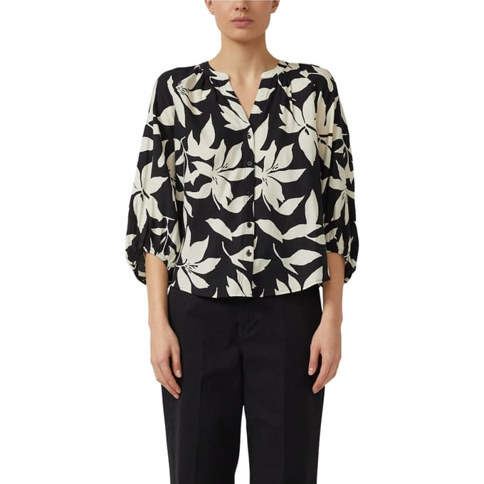 Gestructureerde Viscose Blouse met Plooien en 3/4 Raglan Mouwen Dames s.Oliver