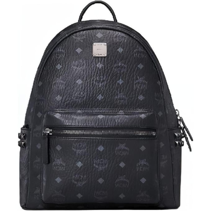 MCM Stark Visetos Monogramme Clouté Toile Enduite PVC Sac à Dos Sacs à Dos Unisexe Noir MMKAAVE32BK001 Basic Set (Bag+Dust Bag)