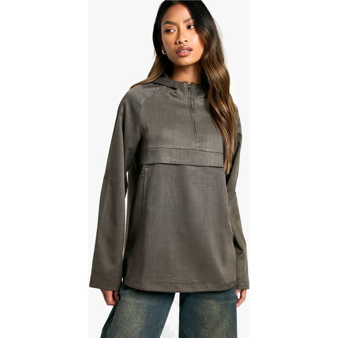 boohoo Dames Geweven Trainingspak Top | Houtskool | Maat: 34
