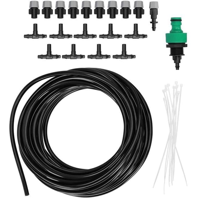 Kit de Système de Refroidissement par Brumisation d'Eau de Jardin - Automatique - 10m - 4/7 Tube