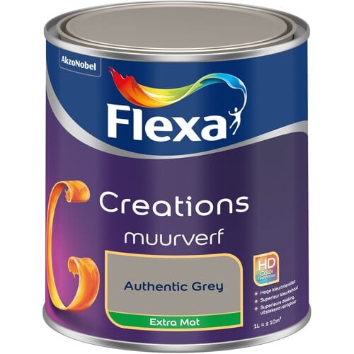 Flexa Creations Muurverf - Extra Mat - Authentic Grey 3022 - 1l