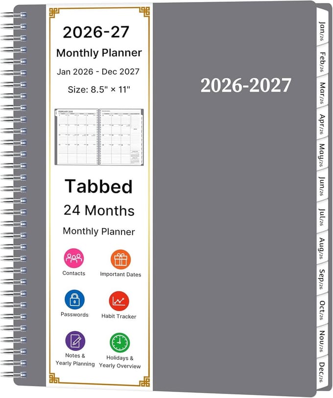 2-jarige Jaarplanner en Maandkalender 2026-2027 Groot Formaat