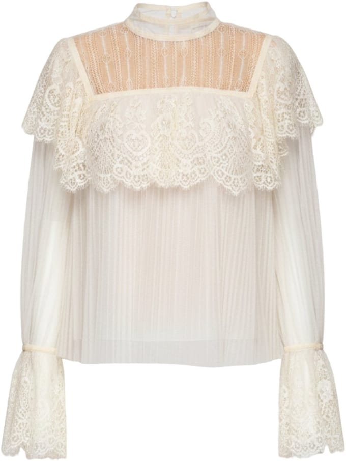 OMBRE Blouse - Loose Fit - Lange Mouw - Knopen Ecru S