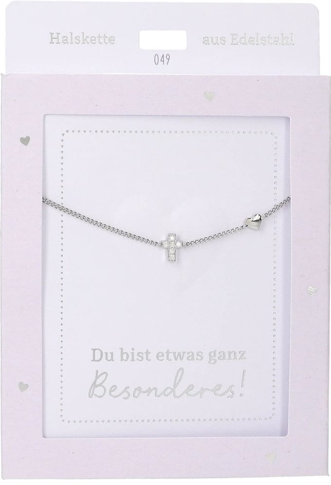 Depesche ketting zilver kruis hanger modern symbool 42-47cm.