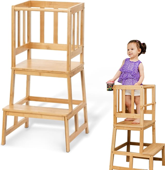 White-Label Leertoren - Keukenhulp - Learning Tower - Veilig - Hout