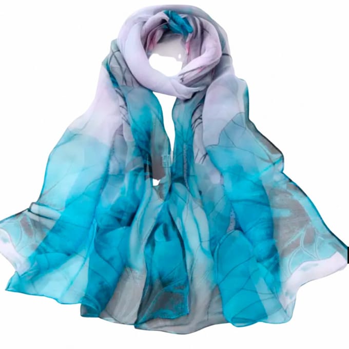 Sjaal 160X48 blauw / lila / roze gebloemd polyester - Charme Bijoux
