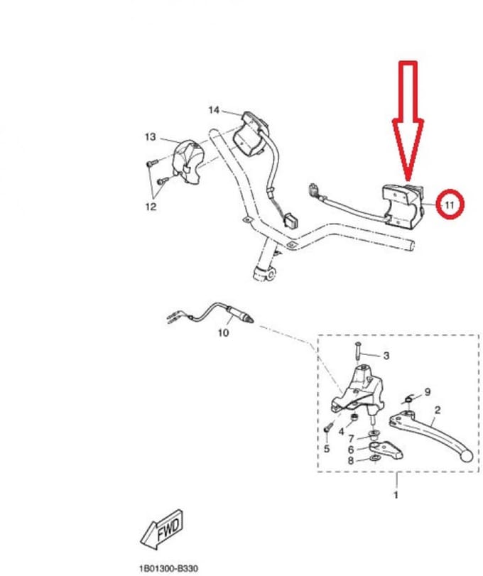 Stuurschakelaar links origineel voor Scooter Yamaha 50 Slider vanaf 2000 5JH-H3976-00 Nieuw