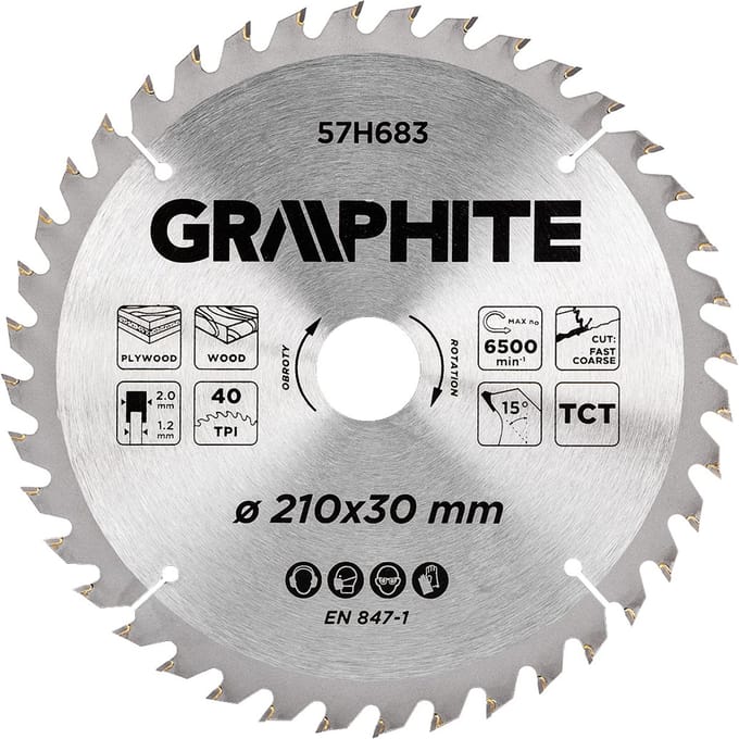 GRAPHITE 57H683 - Cirkelzaagblad - 210 mm - 40 Tanden - Fast Cut