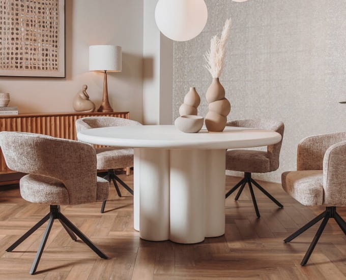 Tower Living Eettafel Melzo rond beton 150 cm - gebroken wit