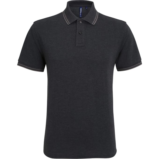 Asquith & Fox Heren Klassiek Fit getipt Poloshirt (Zwarte Heide / Houtskool)