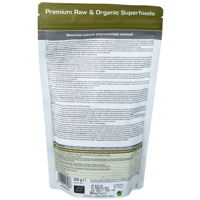 Biotona Hemp raw hulled seeds bio 300 Gram