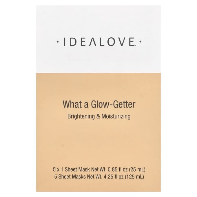 Idealove, Quel éclat !, Éclaircissant & Hydratant, 5 Masques en tissu beauté, 25ml (0,85 fl oz) chaque beige