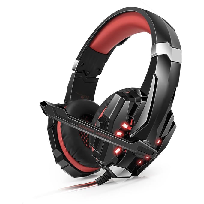 3,5 mm Over-Ear Gaming Headset, Gaming Headset met Geluidsisolerende Microfoon, LED-licht, Volume