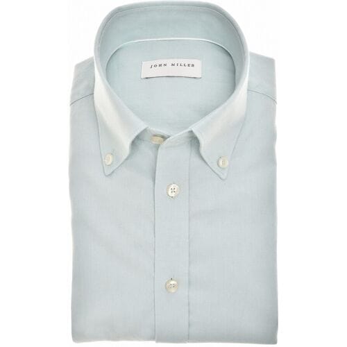 John Miller Overhemd Button-Down Solid Color Oxford Licht Groen / male