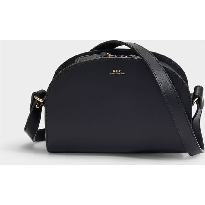 Zwart Demi-Lune Mini-tasje van glad kalfsleer