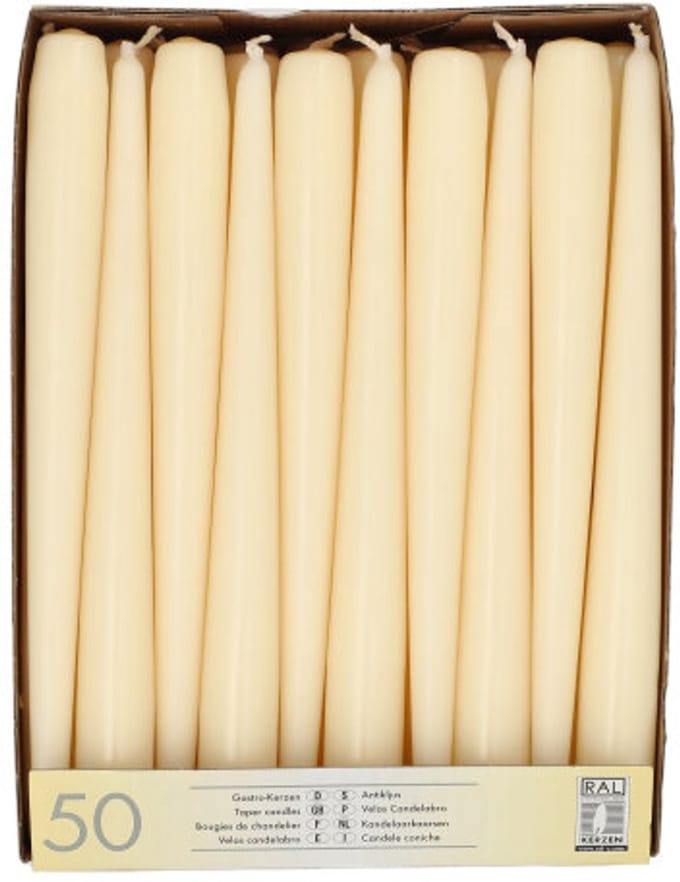 2x 50 Kandelaarkaarsen Ø 22 cm · 25 cm champagne