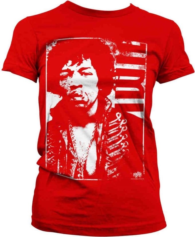Jimi Hendrix Dames Tshirt -S- Distressed Rood