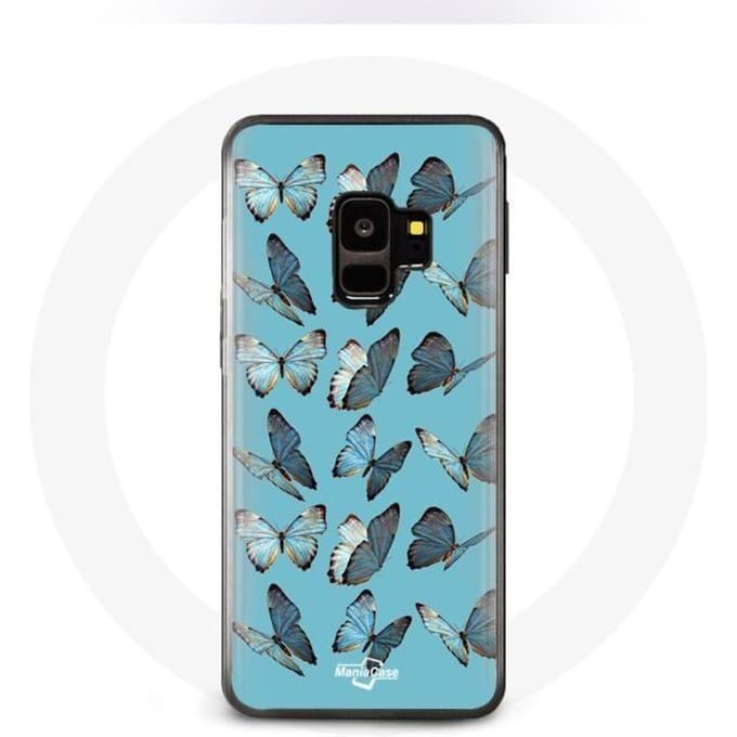 Coque - Samsung - Galaxy S9 - Papillons - Souple - Protection Synthétique bleu