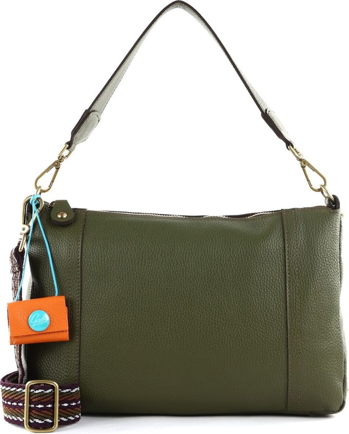 Gabs Leren Schoudertas Calliope Shoulderbag Military Olijfgroen