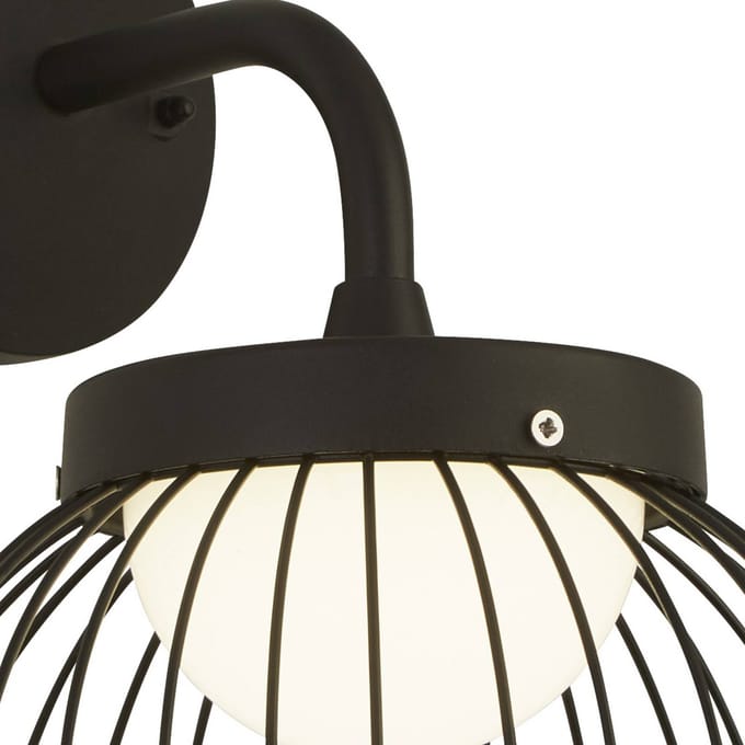 Searchlight LED buiten wandlamp X Cabin, IP44, zwart, metaal