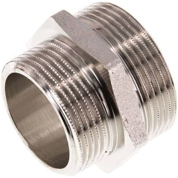 G 1 1/2'' x G 1 1/4'' Vernikkeld Messing Borstnippel 16 Bar - FL2S-M-BN-112G-114G