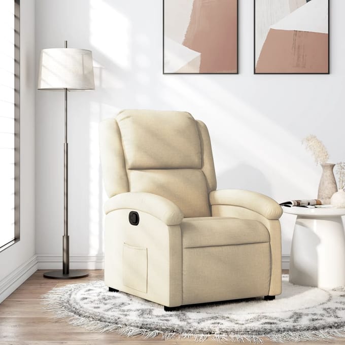 vidaXL - Fauteuil - verstelbaar - stof - crèmekleurig