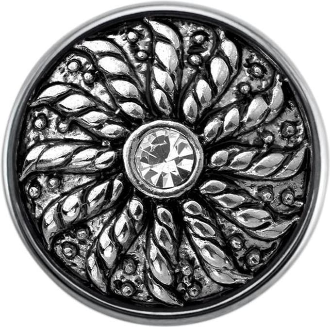 Quiges - Dames Click Button Drukknoop 18mm Bloem Symbool - EBCM352
