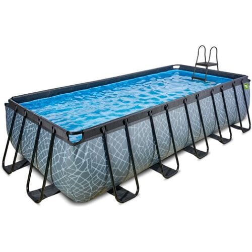 EXIT Stone Frame Zwembad 540x250x122cm - Opzetzwembad - met Filterpomp - Rechthoekig - Grijs