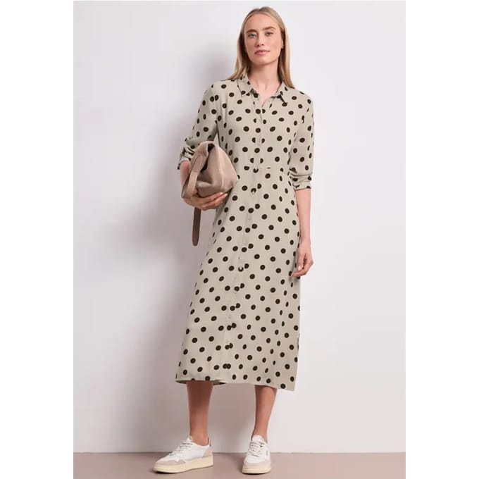 Midi-jurk met knopen en stippenpatroon