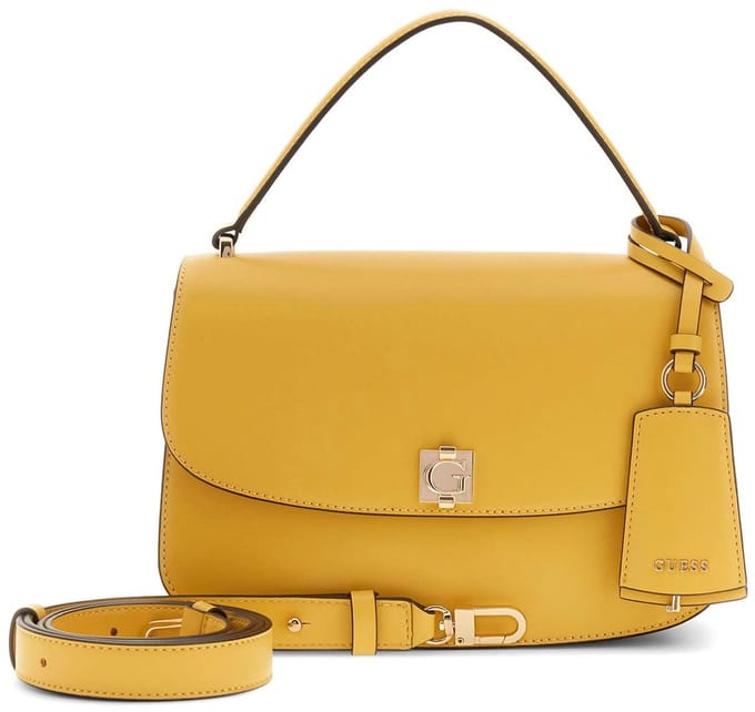 GUESS schoudertas handtas Audrey Convertible Xbody Flap Honey geel