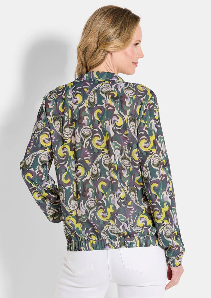 Blouson van pure viscose - groen / gedess. - Gr. 20 van Goldner Fashion