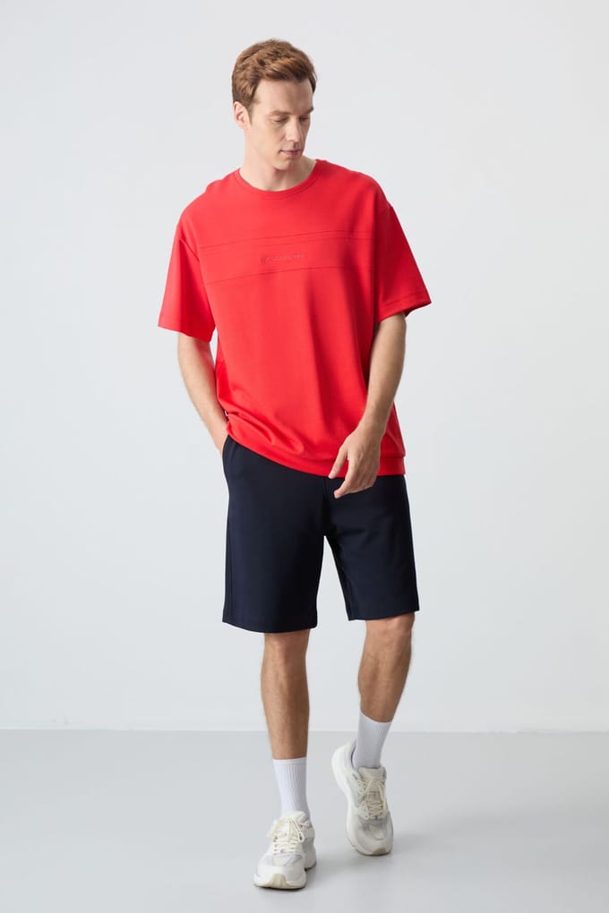 Heren Oversized Katoenmix T-Shirt en Shorts Set