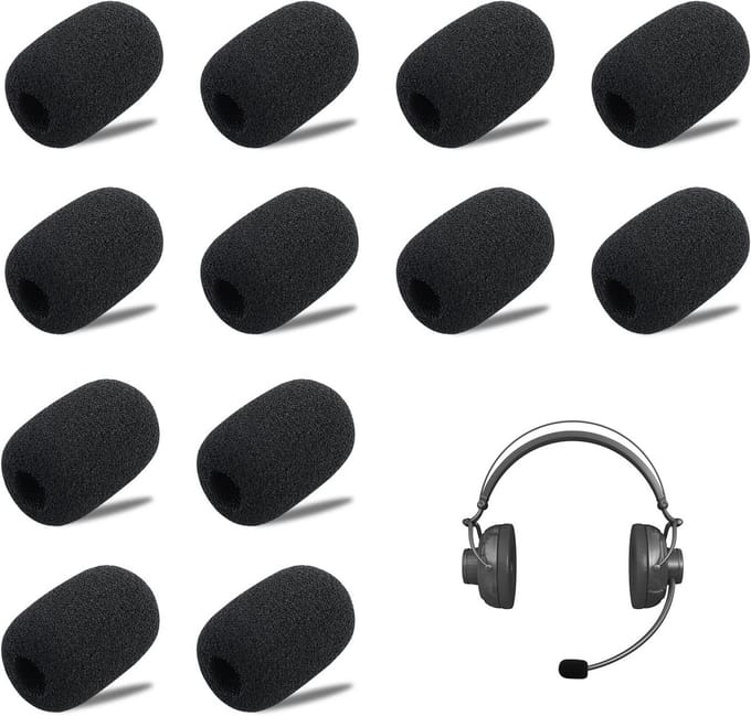 SnelShoppen - 24 Stuks Headset Microfoon Schuim Covers, Dode Kat/Wind Muff, Microfoon Demper/Windscherm, Geschikt voor Clip-on Microfoons, Classroom,