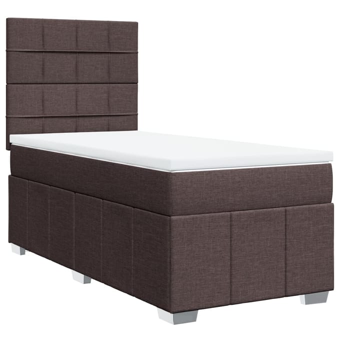 vidaXL - Boxspring - met - matras - stof - donkerbruin - 100x200 - cm