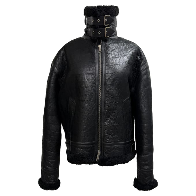 Balenciaga gekreukelde jas met shear-lined in zwart lamsleer