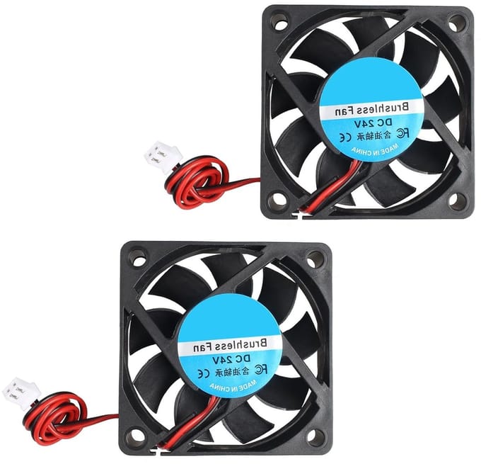 2 Stuks 6015 DC 24V Stille Koelventilator 60 x 60 x 15mm voor Computer en 3D Printer - Brushless, 2 Pin Aansluiting, Ideaal voor CPU en Koeling Systemen