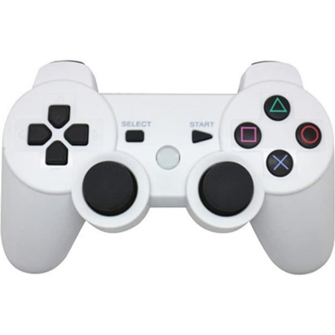 BLANC Manette bluetooth sans fil Double choc Double vibration pour PS3